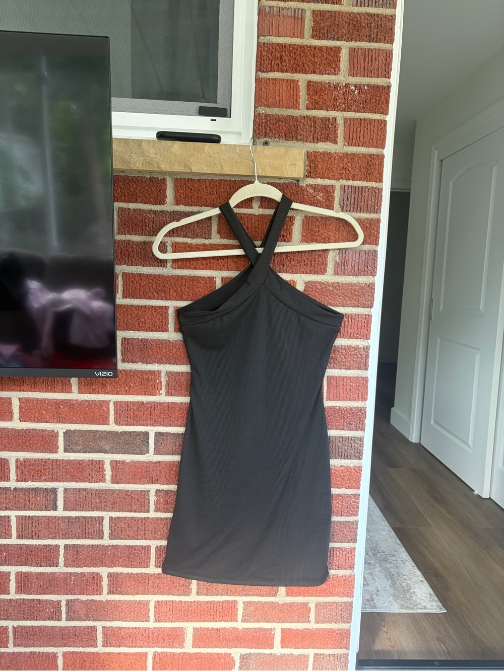 SHEIN Black Crisscross Halter Mini Dress